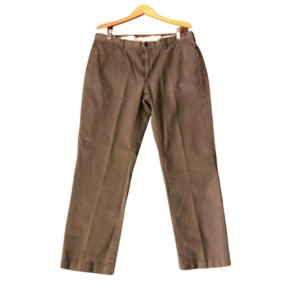 POLO BY RALPH LAUREN - MENS GREY 100% COTTON FLAT FRONT DRESS PANTS SIZE 38X32 - Picture 1 of 7